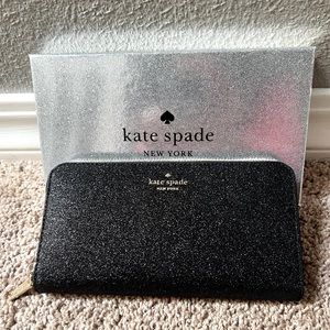 Brand NEW - Kate Spade Large Black Continental Wallet Sparkles